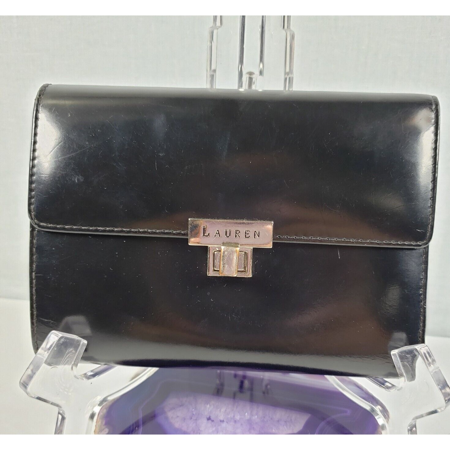 Vintage Ralph Lauren Women's Bifold Black Leather Wallet